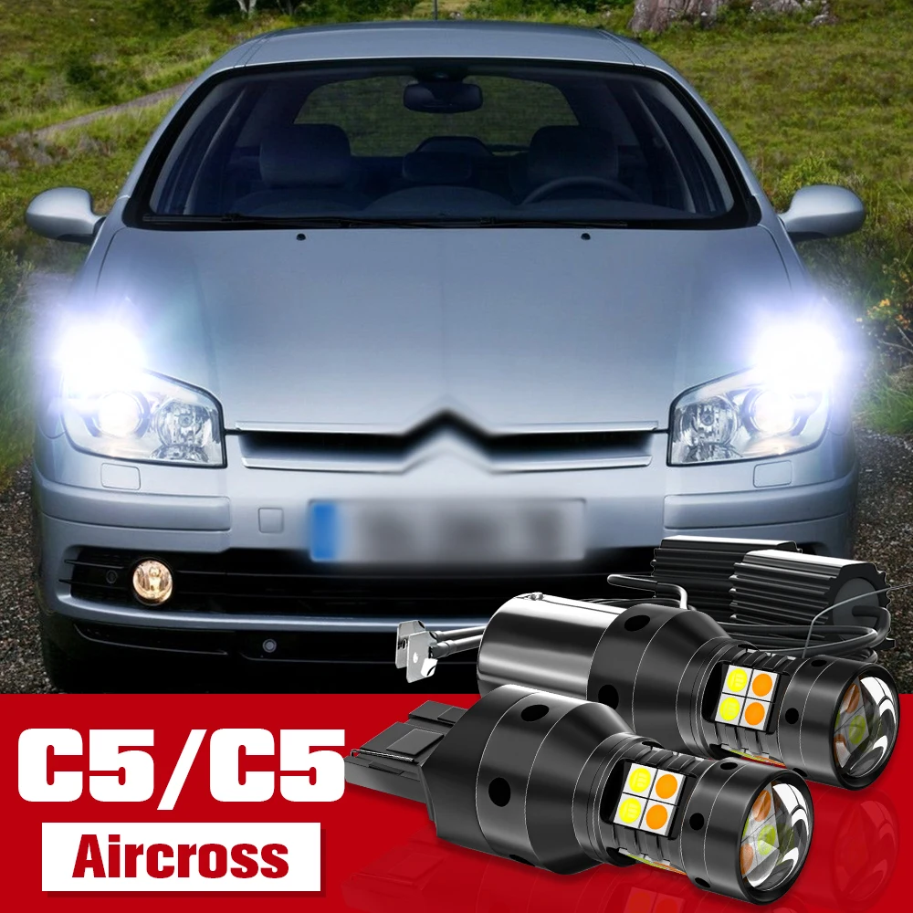 

2pcs LED Accessories Dual Mode Turn Signal+Daytime Running Light DRL For Citroen C5 2001-2014 Aircross 2018-2020 2004 2008 2014