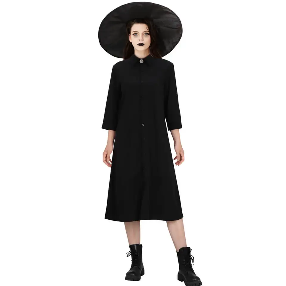 Lydia Deetz Little Black Dress With Hat Halloween Party Cosplay