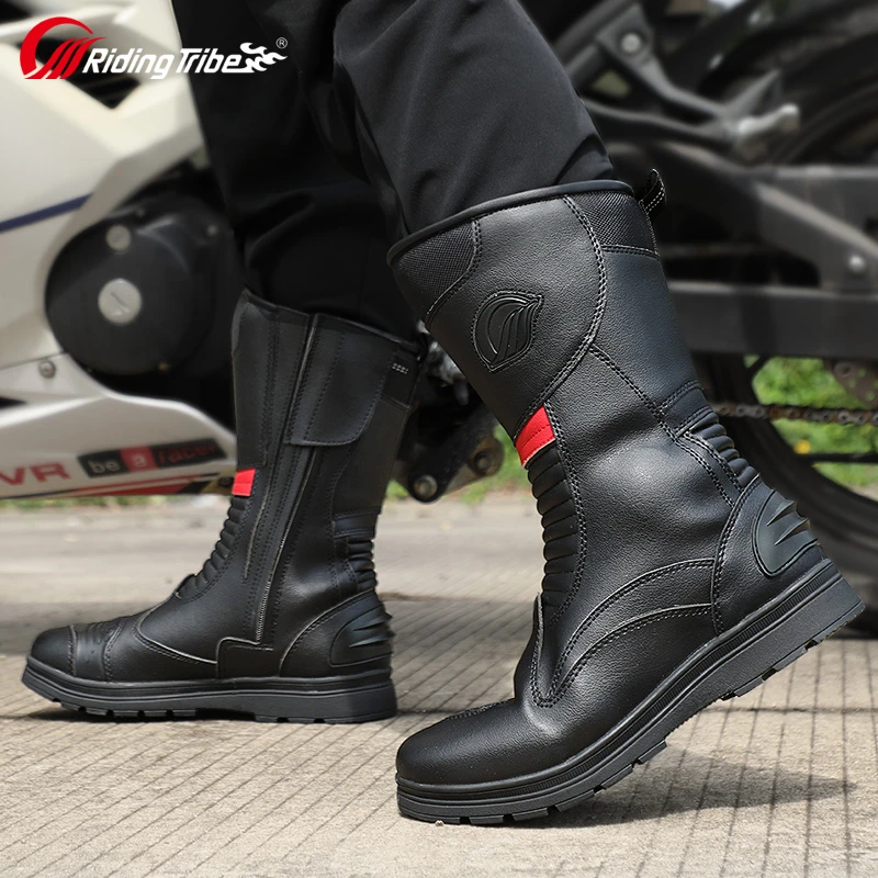 Men Women Winter Summer Motorcycle Boots Long High Ankle Riding