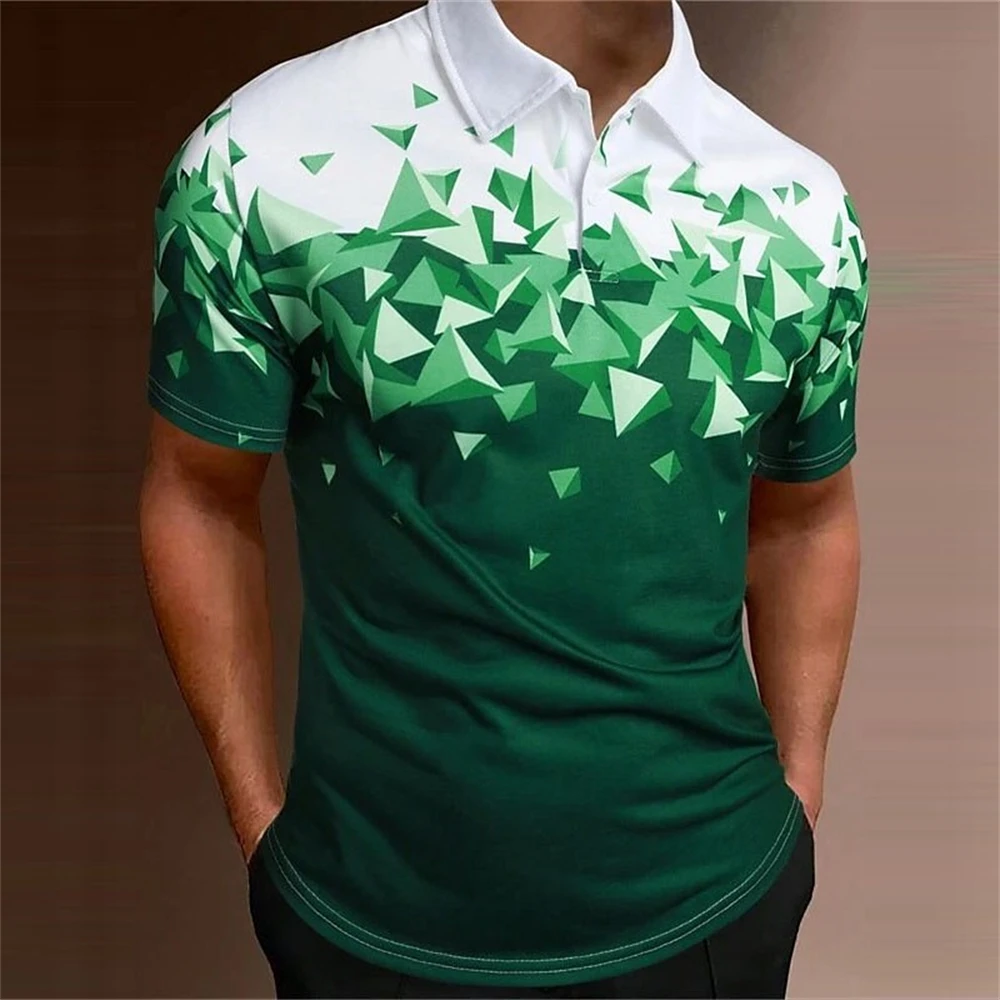 Gradient Polo Shirts Men Casual Lapel Short Sleeve T-Shirt 3d Print Golf Sports Shirt Summer Breath Quick Dry Men's Polo Shirts 6