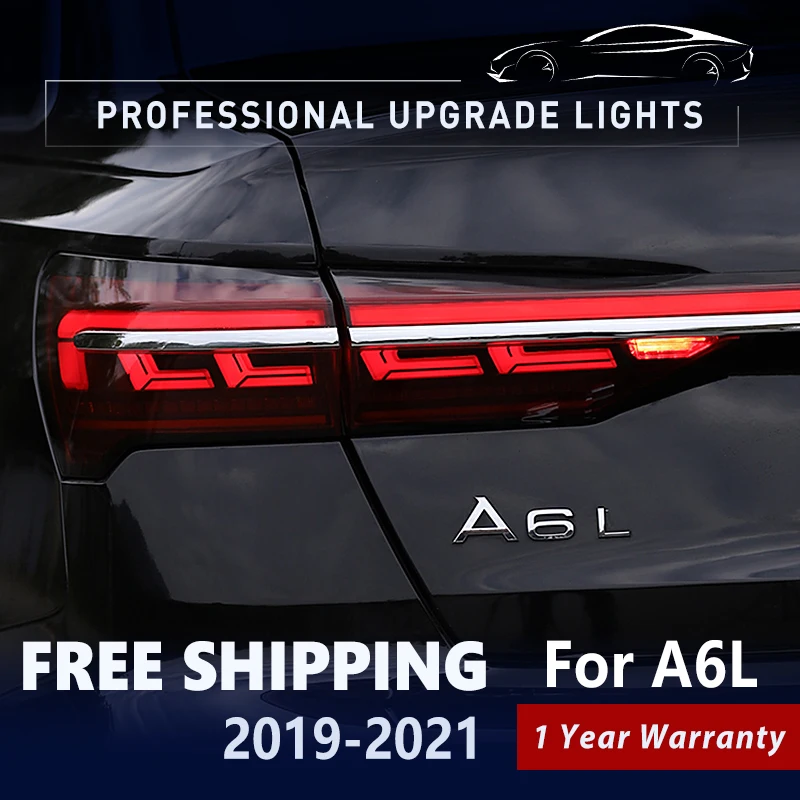 

Car Taillights for A6 2019-2021 A6L C8 LED DRL Tail Lamp With Middle Light Turn Signal Rear Reverse Backup Parking Work Lights