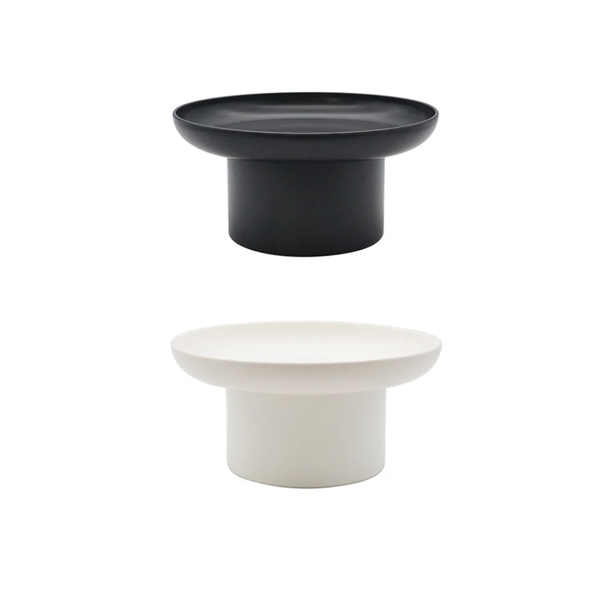 

2Pcs Round Black White Decorative Tray Storage Box ABS Tray Fruit Cosmetic Tray Home Simple Storage Tray