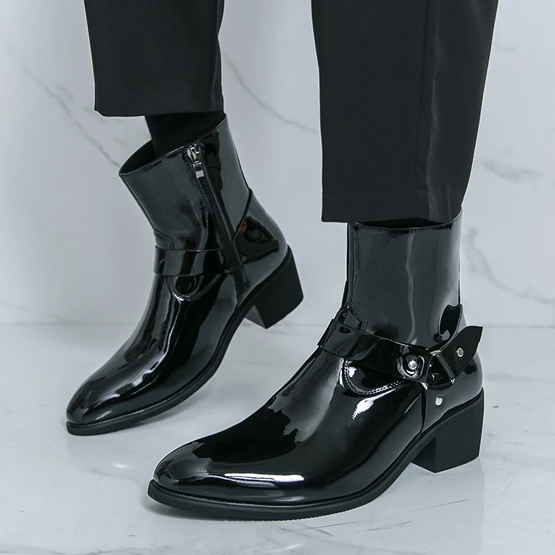 Herren-High-Top-Stiefel, PU, spitz, modisch, bequem, einfach, klassisch, vielseitig – Detail 15