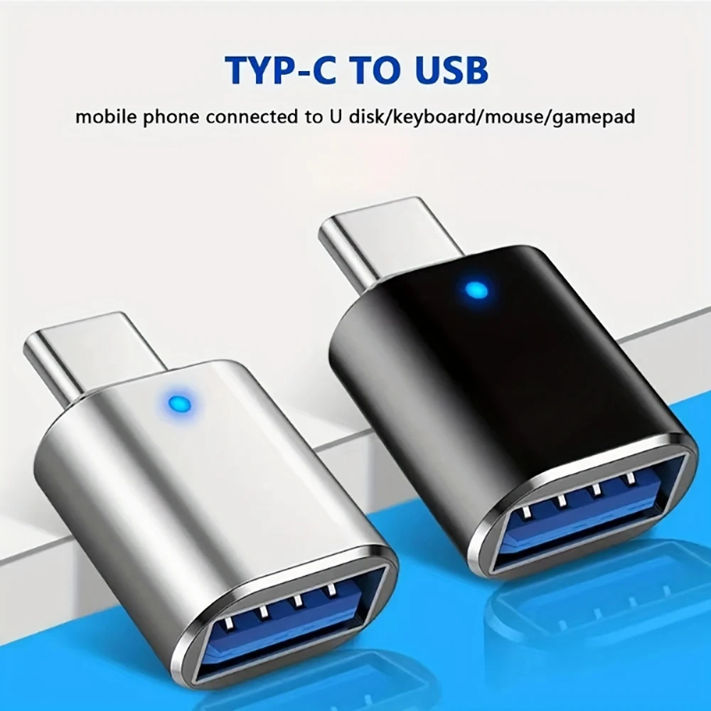 USB To Type C Adapter LED USB 3.0 To Type C OTG To USB C USB-A Micro Type-C Female For Samsung Xiaomi POCO