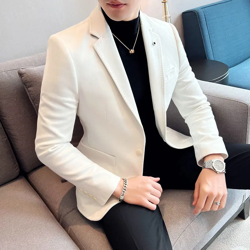 Men's Korean-style Slimming Suede Business Casual Suit