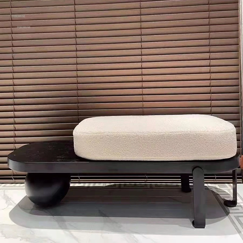 Description Picture 2 of itemNordic Solid Wood Stools Home Furniture Living Room Sofa Bench Entry Door Shoe Changing Stool Leisure Low Chairs Bed End Ottoman