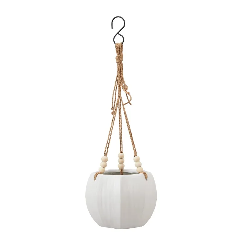 

8" Mylia Ceramic Hanging Planter, White