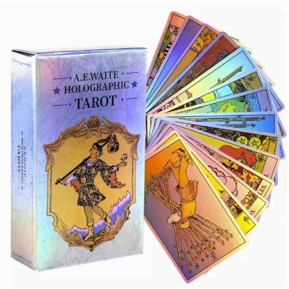 MagicSeer Rainbow Tarot Cards Decks 10.3*6cm With Book Sets for Beginners Holographic Deck Board Game