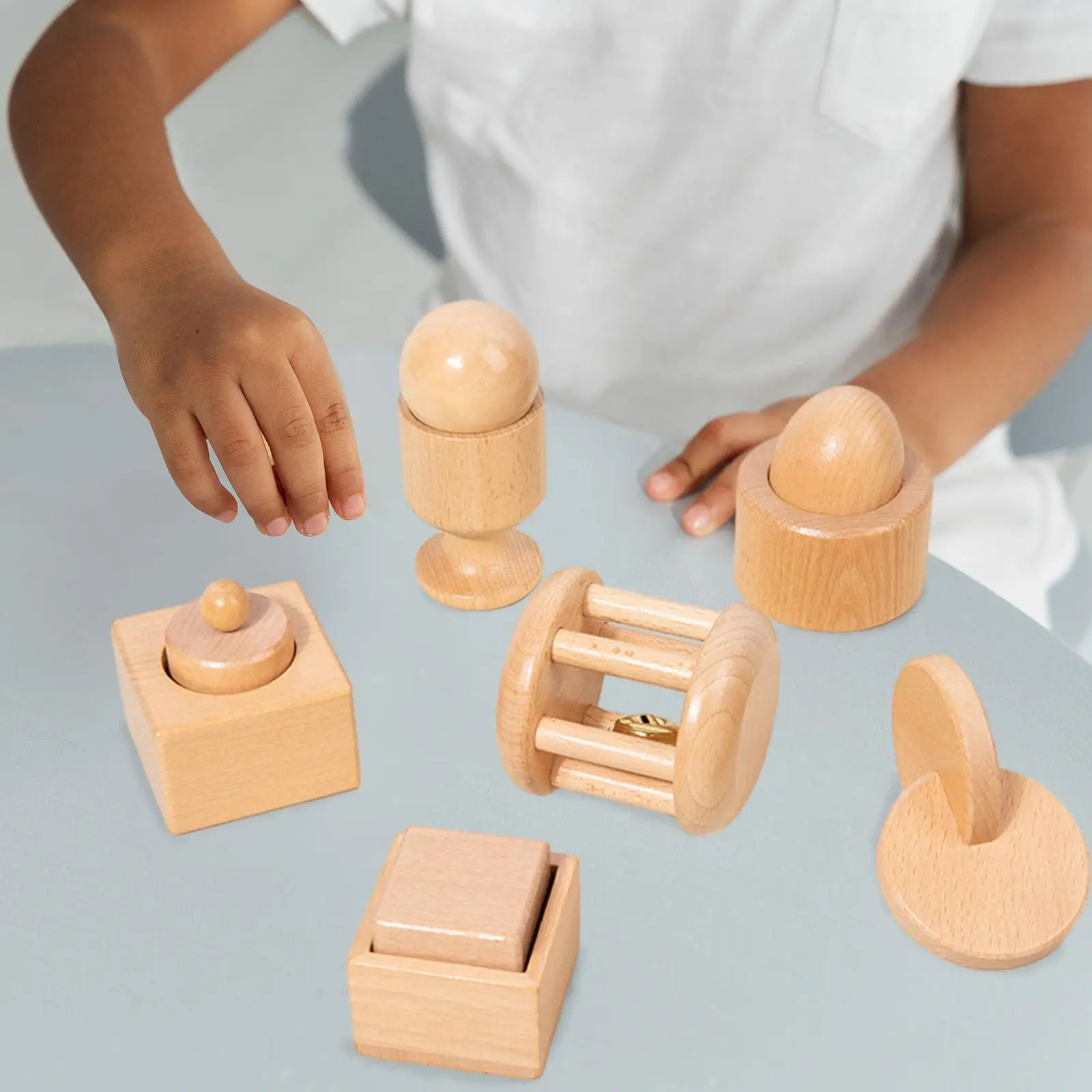 

6Pcs Wooden Baby Toys 3D Object Fitting Exercise Toy for Birthday Gift Baby Shower Party Favor Thanks Giving Day Pregnant Gift