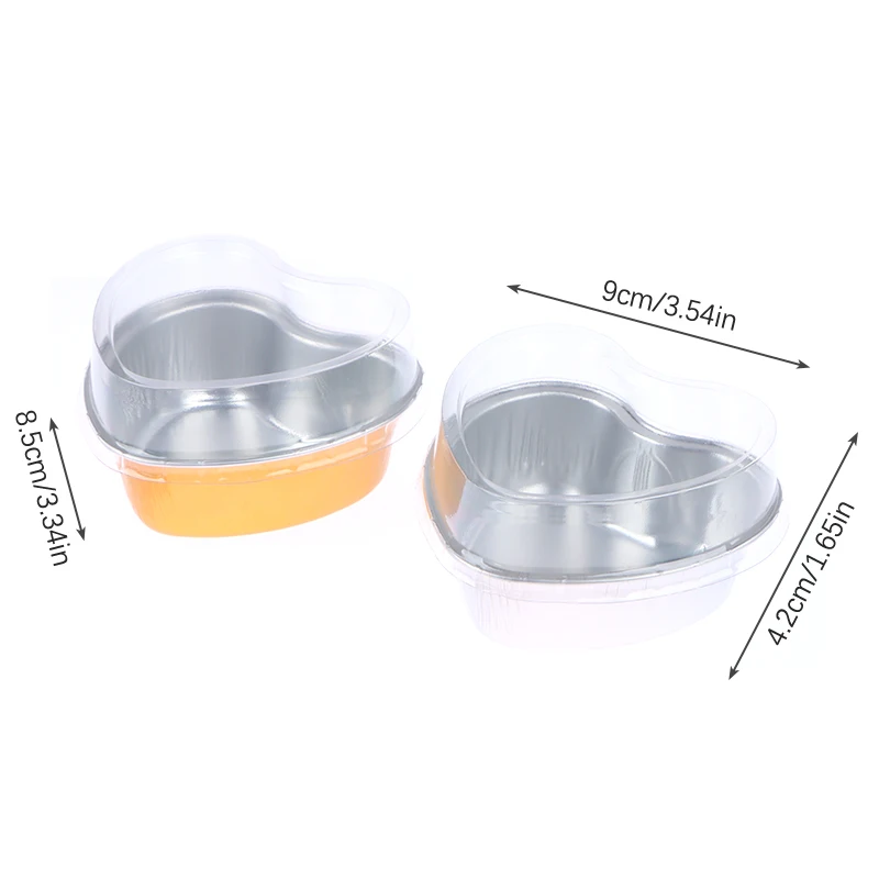 Heart Shaped Aluminum Foil Cake Pan 10Pcs baking supplies cake tools cake decorating kit With Lid Pudding Cupcake Cup Baking Cheese Tools Mould Kitchen Accessories