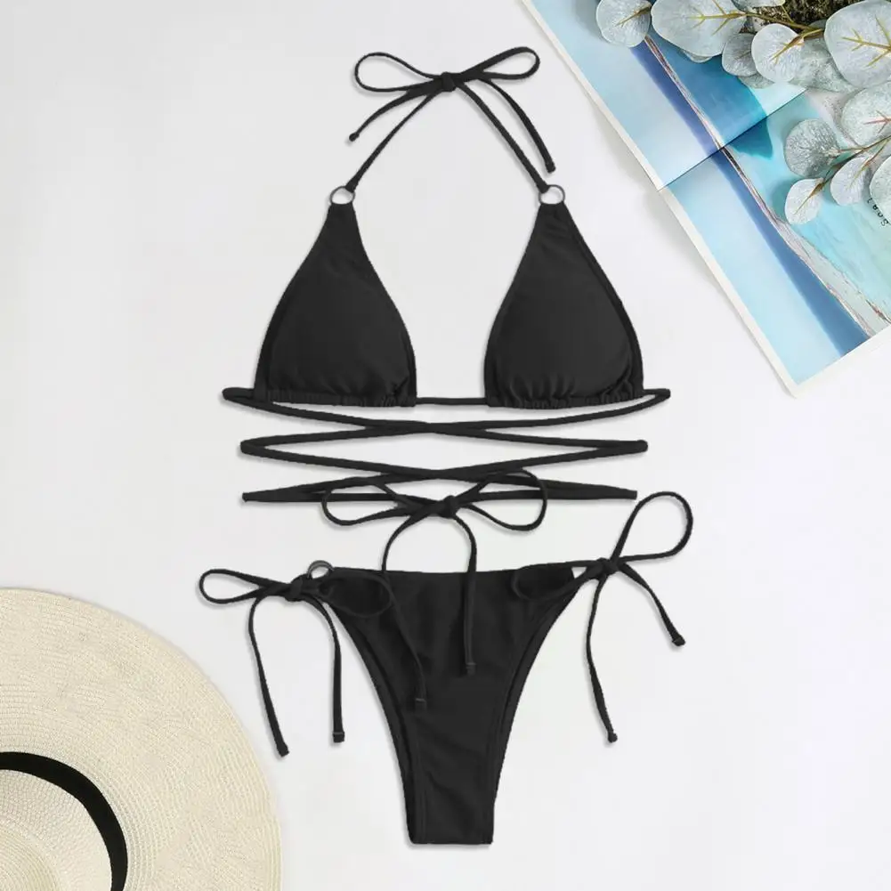 

Slim Fit 2 Pcs/Set Popular Backless Summer Women Swimsuit Beachwear Lady Bikini Soft for Spa