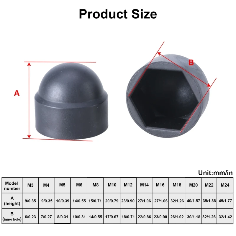 Hexagon Screw Cover set Protective Dome Caps set for Hex Screws & Bolts
