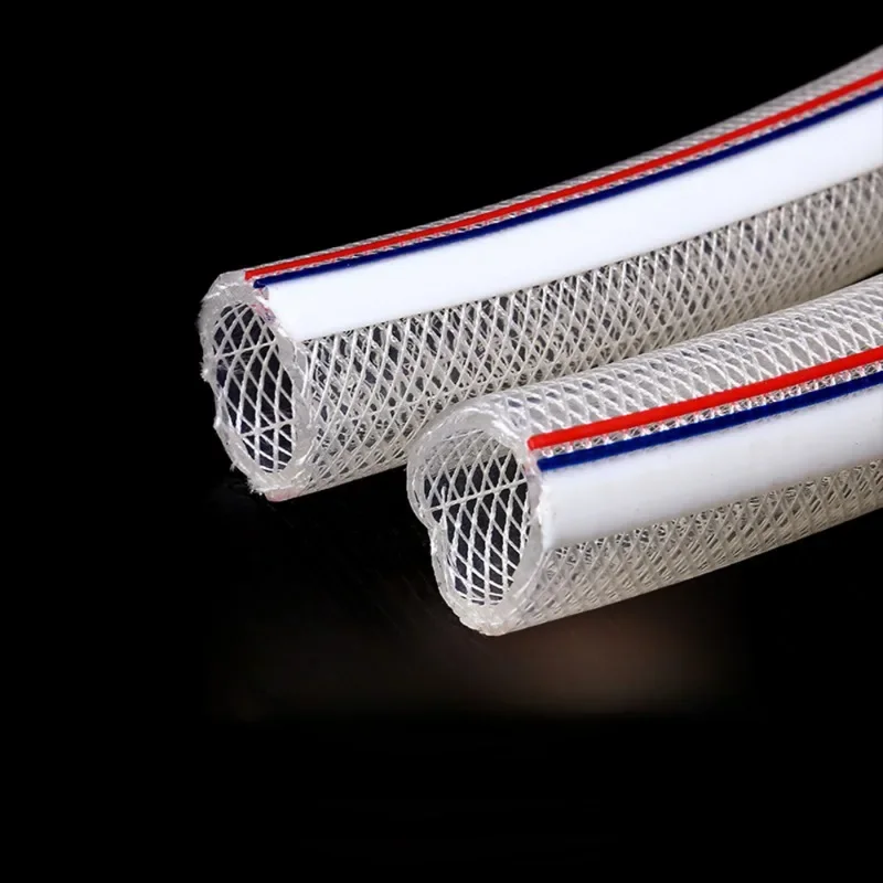 1/2 "3/4" โพลีไวนิลคลอไรด์งูท่อโปร่งใสประปานิ้ว PVC เส้นใยเสริมท่อถักตาข่ายน้ําหลอด 4-38 มม. 1