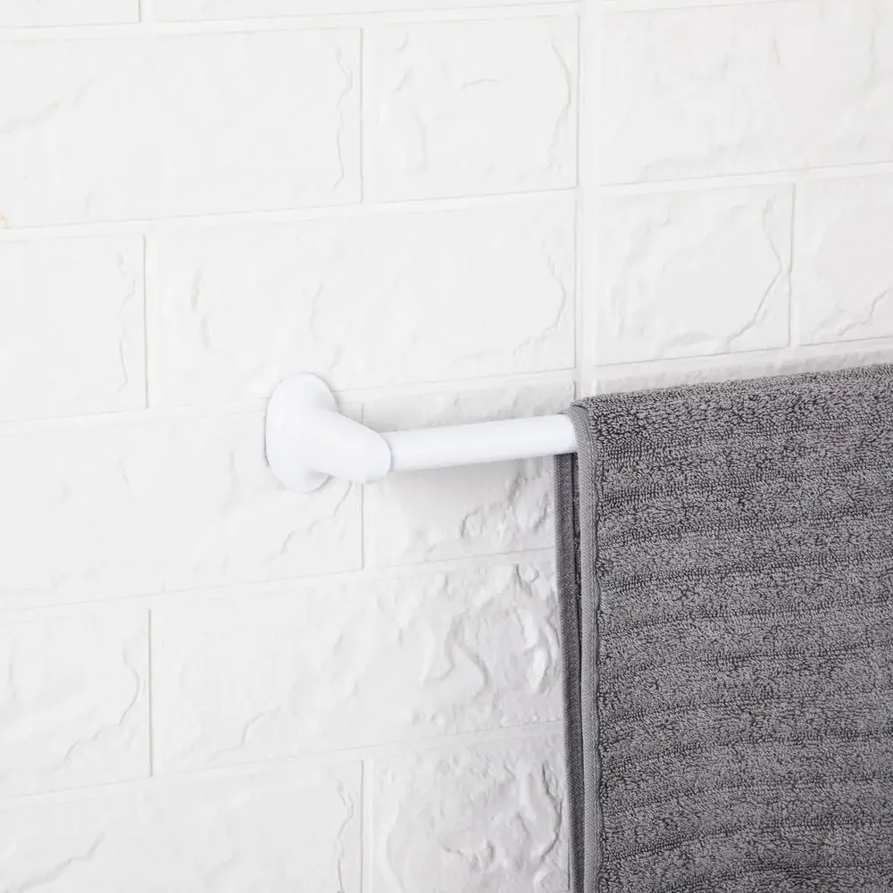 Oval Style 24" Steel Wall Mount Towel Bar Holder White Finish Rust Resistant Accommodates Spa Towels Steel & Zinc 26.69"L x