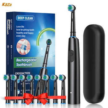 Rotation Electric Toothbrush Waterproof USB Rechargeable Electric Toothbrush 8 Brush Replacement Heads for Adult Oral Care 1