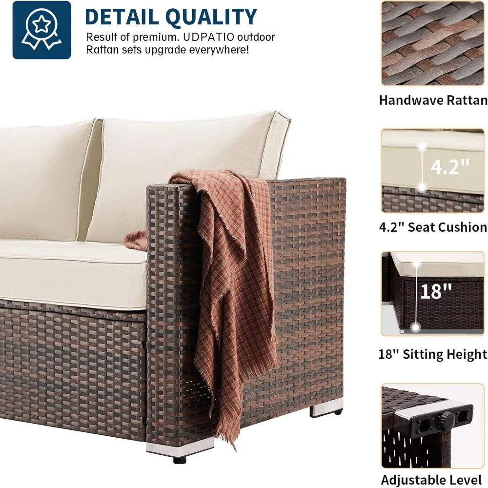 Patio Furniture Sets, 5 Pieces Modular Rattan Outdoor Patio Sectional Furniture Sofa Set, Wicker Patio Conversation Set 5