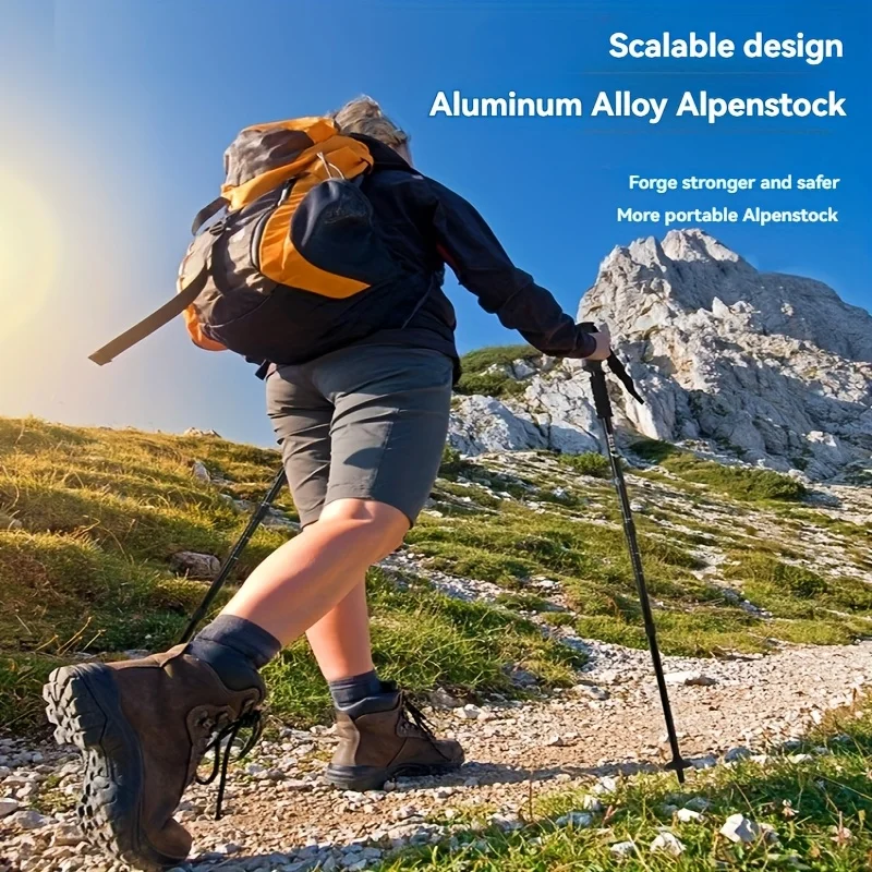 1pc Aluminium Alloy Teleskopic Stick Hiking Poles Bastão De Trekking Walking Stick Ultralight Absorber Walking Cane Alpenstock 4