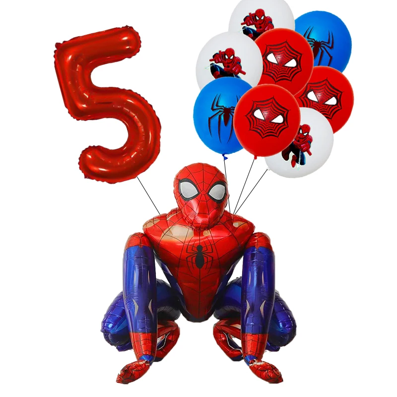 thumbnail image 1 of Decoración de cumpleaños de Spiderman Globos para niños Vajilla de Spiderman rojo Mantel Fondo Vasos de papel Platos Suministros para fiesta de bebé, 1 of 5