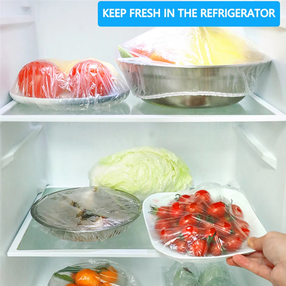 Food Cover 20-1500PCS Disposable Plastic Food Bag Wrap Lids Caps Stretch Bowl Dish Fruit Vegetable Preservation Bag