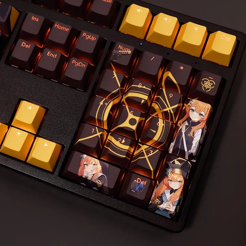 Anime Gaming Key Caps para Teclado Arquivo Azul Lochi Mari Pbt Dye Subbed Backlit Ansi 61 87 104 108 Chaves Set - Imagem 2