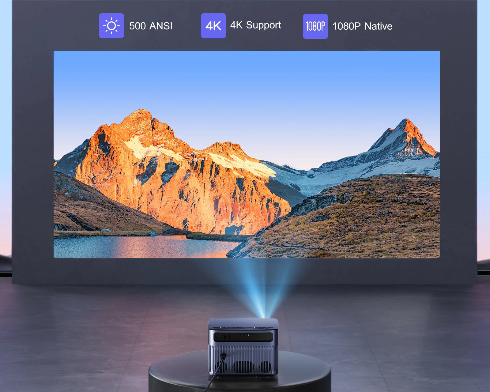 P64 Projector 500 ANSI 15000L with WiFi 6 and Bluetooth, Native 1080P& 4K Supported &Auto Screen Home Theater Movie Projector