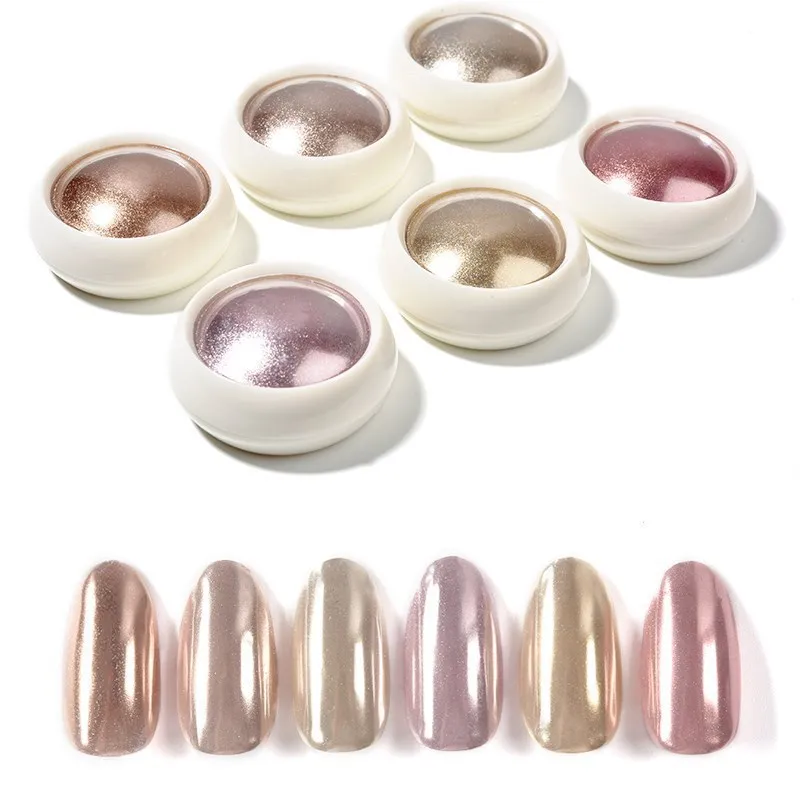 

6 Box/Set Metallic Glitter Nail Powder Champagne/Rose Gold Metal Mirror Effect Manicure Decoration Dust Chrome Pigment 6 Colors