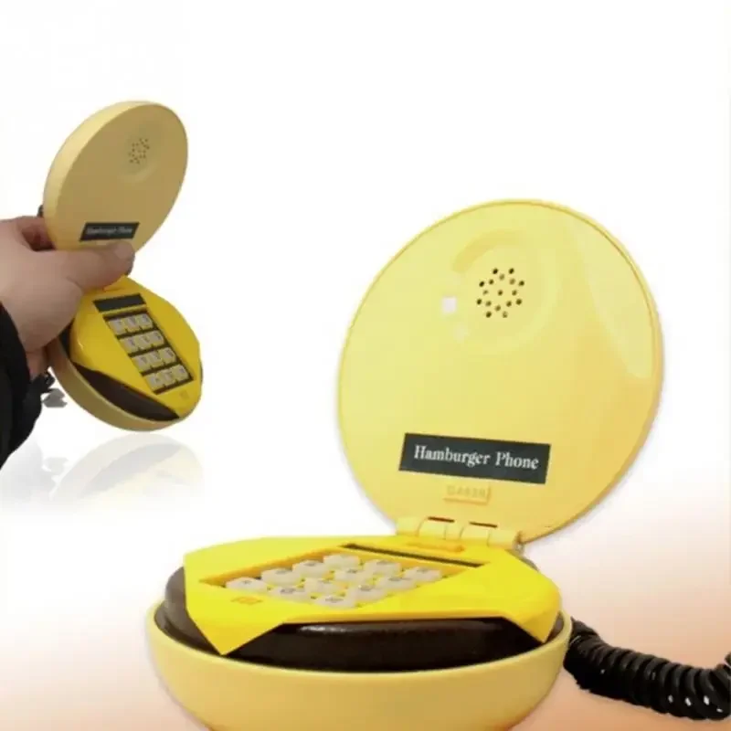 [Funny] Durable CB2 Novetly Juno Hamburger Cheeseburger Burger Corded Phone Novelty Really Telephone bread model phone Cute Gift 2