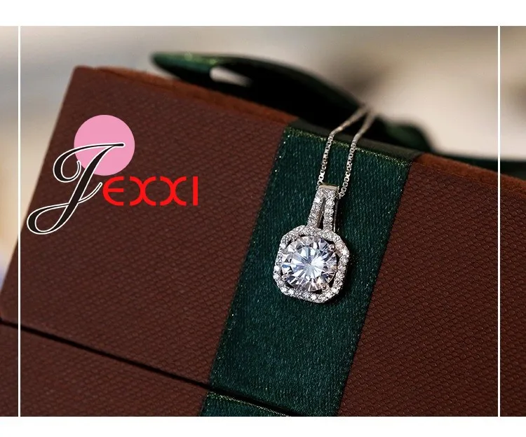 925 Sterling Silver Necklace And Pendants Jewelry For Women With Box Chain Luxurious Big CZ Crystal Stone Accessories pendant necklace silver necklace silver pendant