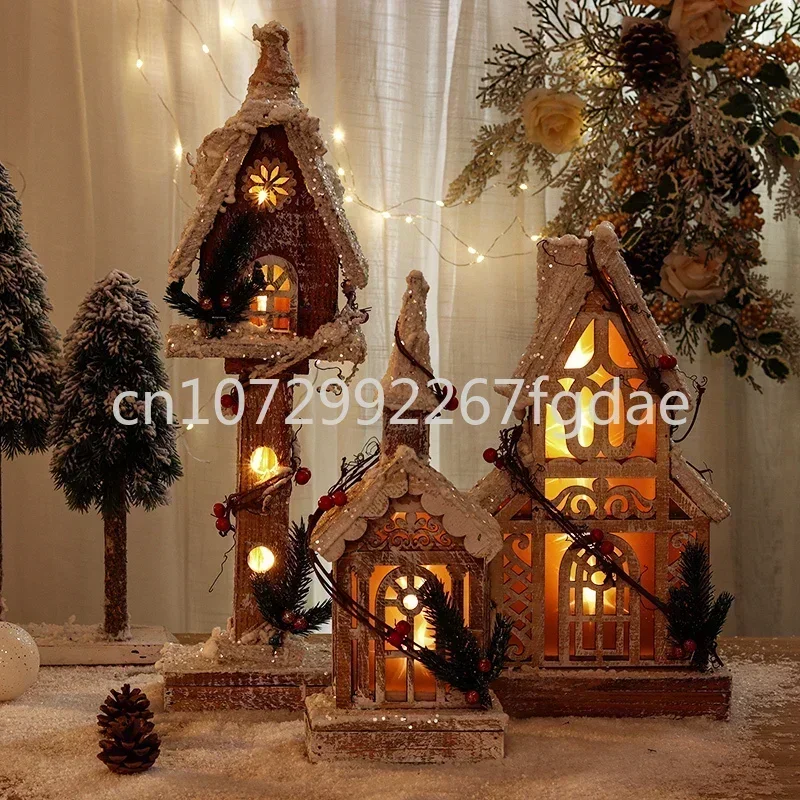 

Christmas Decorations, Wooden Bird Houses, Creative Luminous Decorations