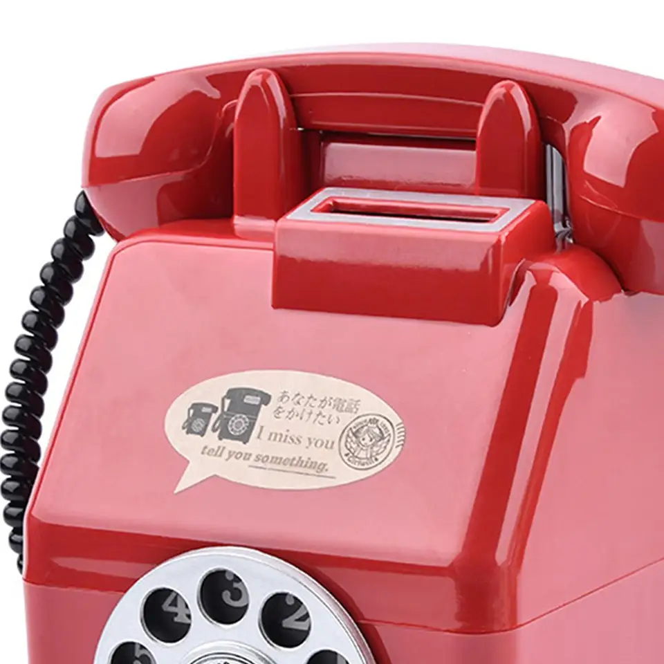 3 sets Telefoon Geld Spaarpot Retro Telefoon Spaarvarken voor Slaapkamer Kast Kantoor rood, 10,6x11x12 cm
