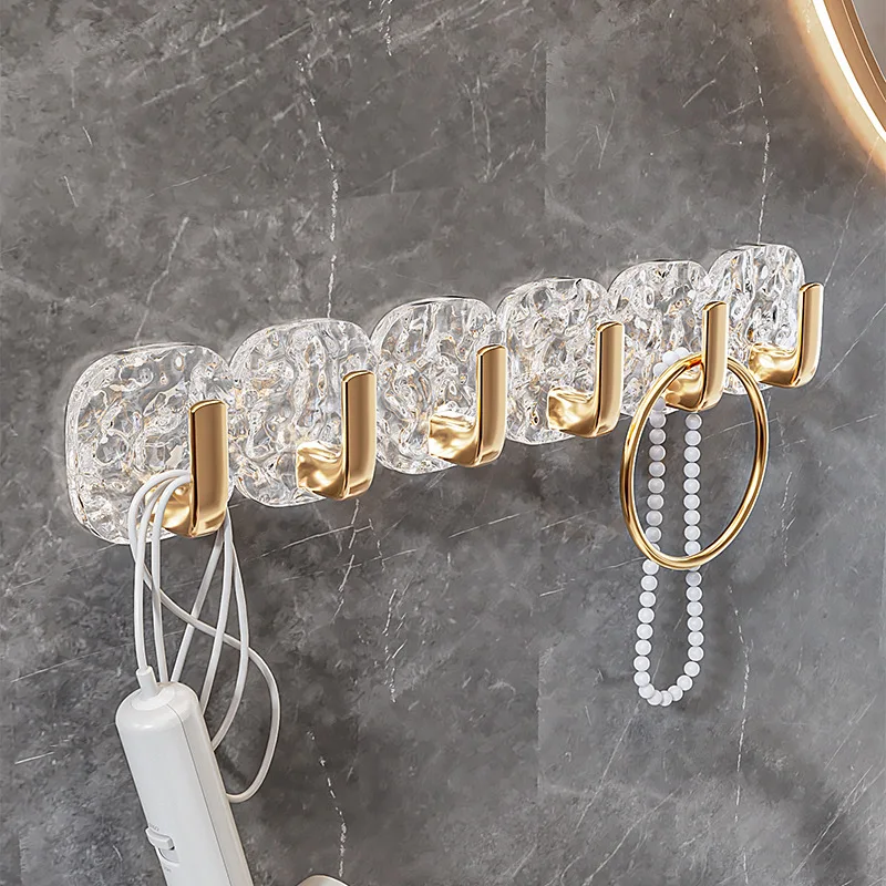 

Light Luxury No Punching Transparent Hooks Strong Adhesive Hangers Wall Hangers Bedroom Doors Clothes Without Marks Hooks