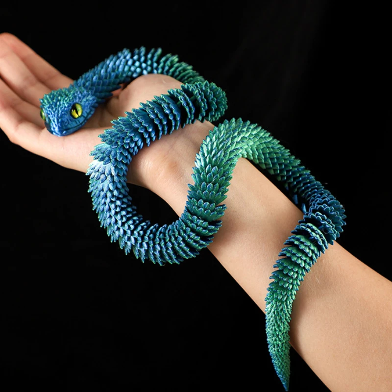 3D Printed Toy 3D Printed Snake Movable Joint Fidget Toy Figurine Simulation Snake Office Desktop Ornament Gifts Crafts Figurines Miniatures