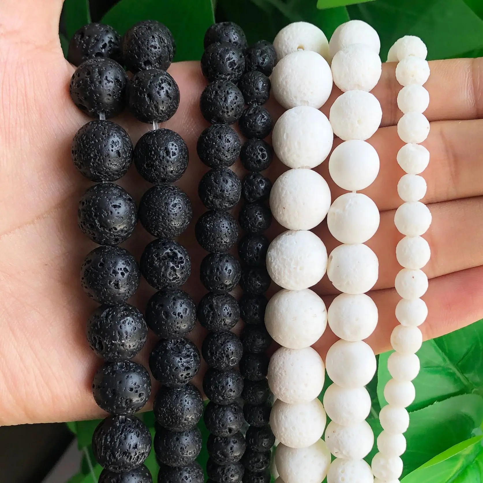 Lava Stone With Matte Agate Beads Bracelet Set Wholesale Price 