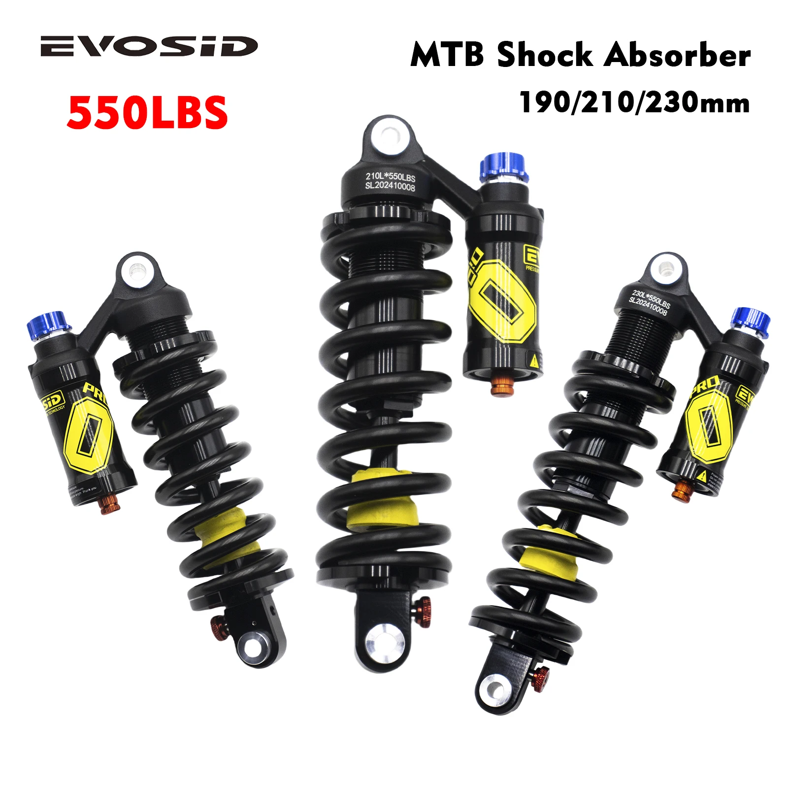 Amortiguador Trasero De Bicicleta 125mm 300 Lbs – Suspensión De Resorte Para MTB, Bicicletas Eléctricas, ATV Y Motos