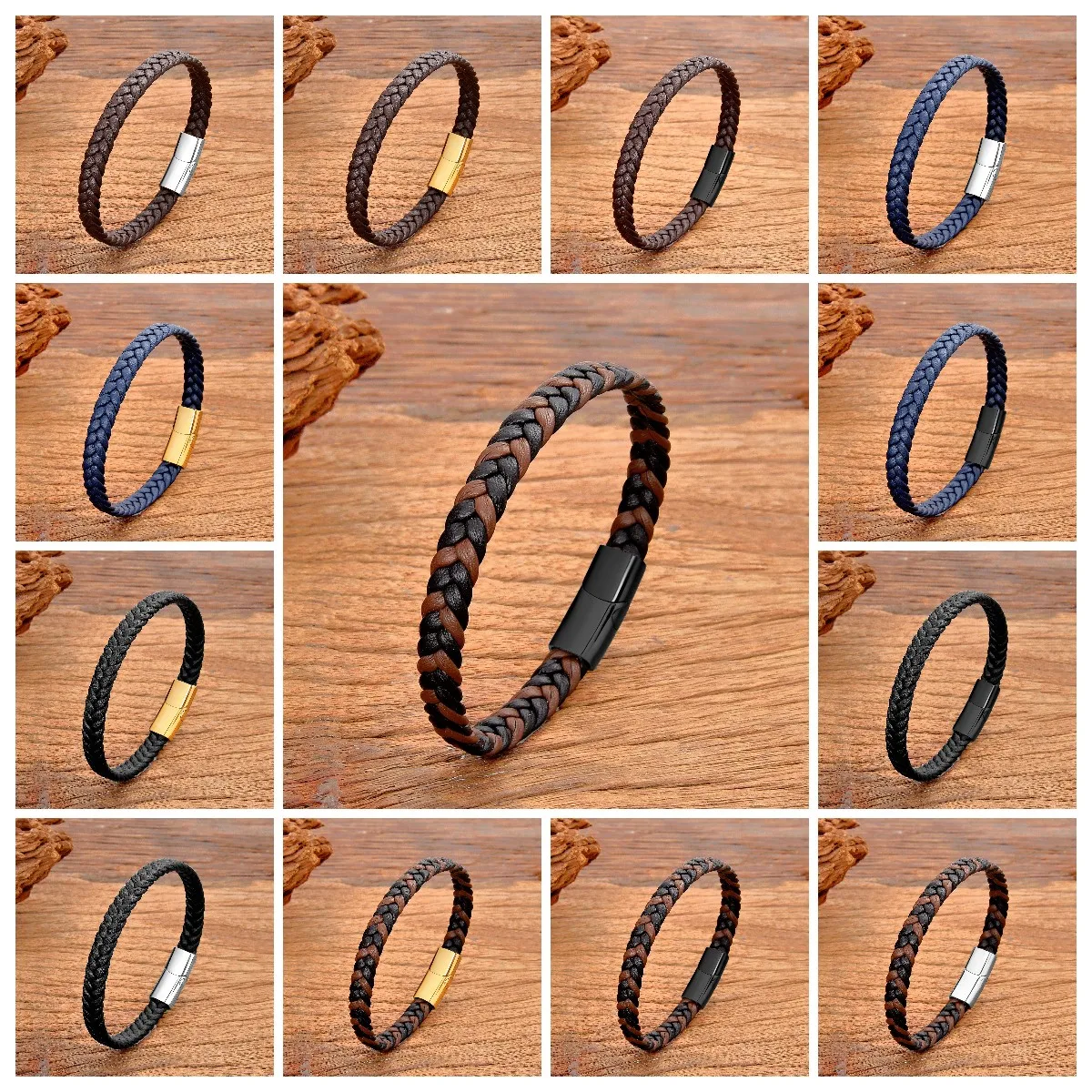 Simple Classic Stainless Steel Bracelet for Women Men Genuine Braided Leather Bangles Special Birthday Party Couple Jewelry Gift - Image 2