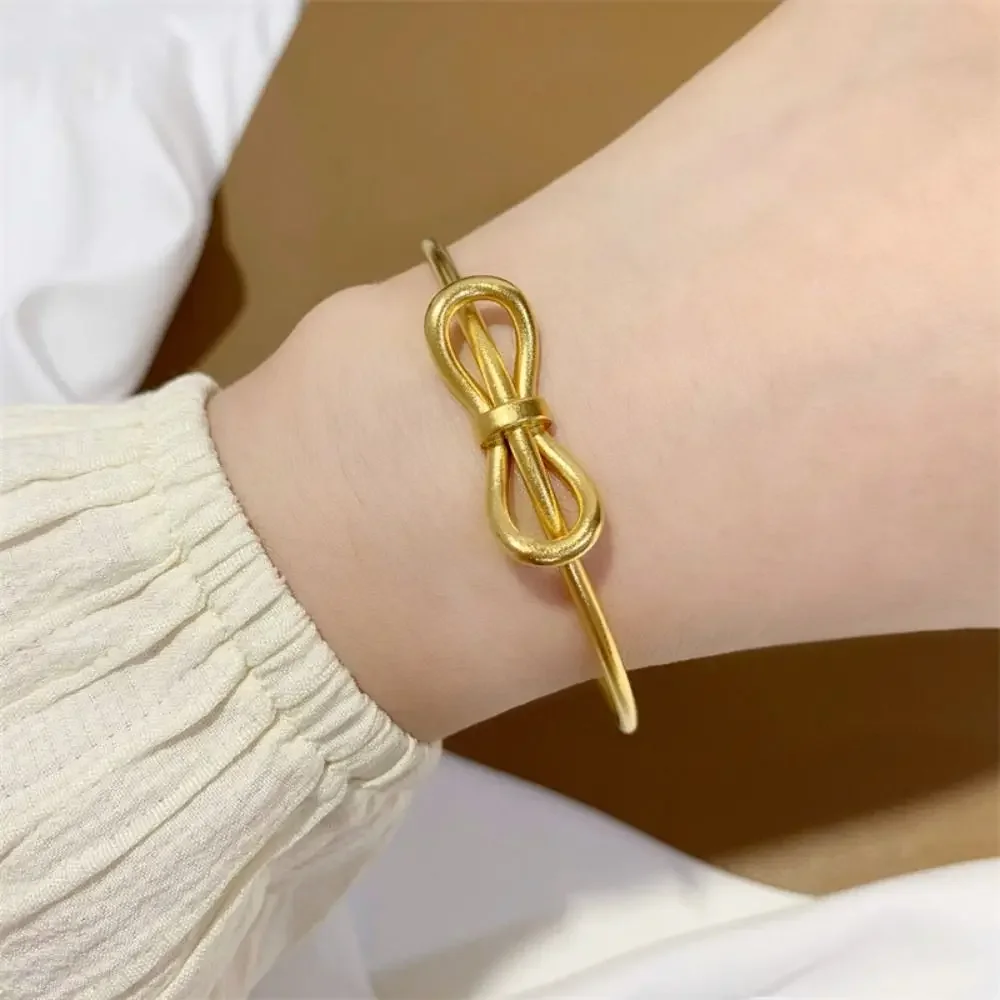 Fashion Sweet Bowknot Bracelets Luxury Adjustable Bow Cuff Bangle Waterproof Gold Plated Bow Design Bracelet Jewelry Wedding