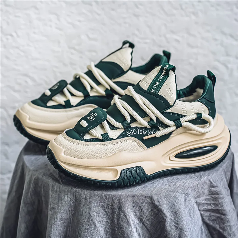 Fashion Platform Vulcanized Sneakers Men Korean Casual Shoes for Men Wear Resistant Street Style Men's Chunky Sneakers Shoes - 4