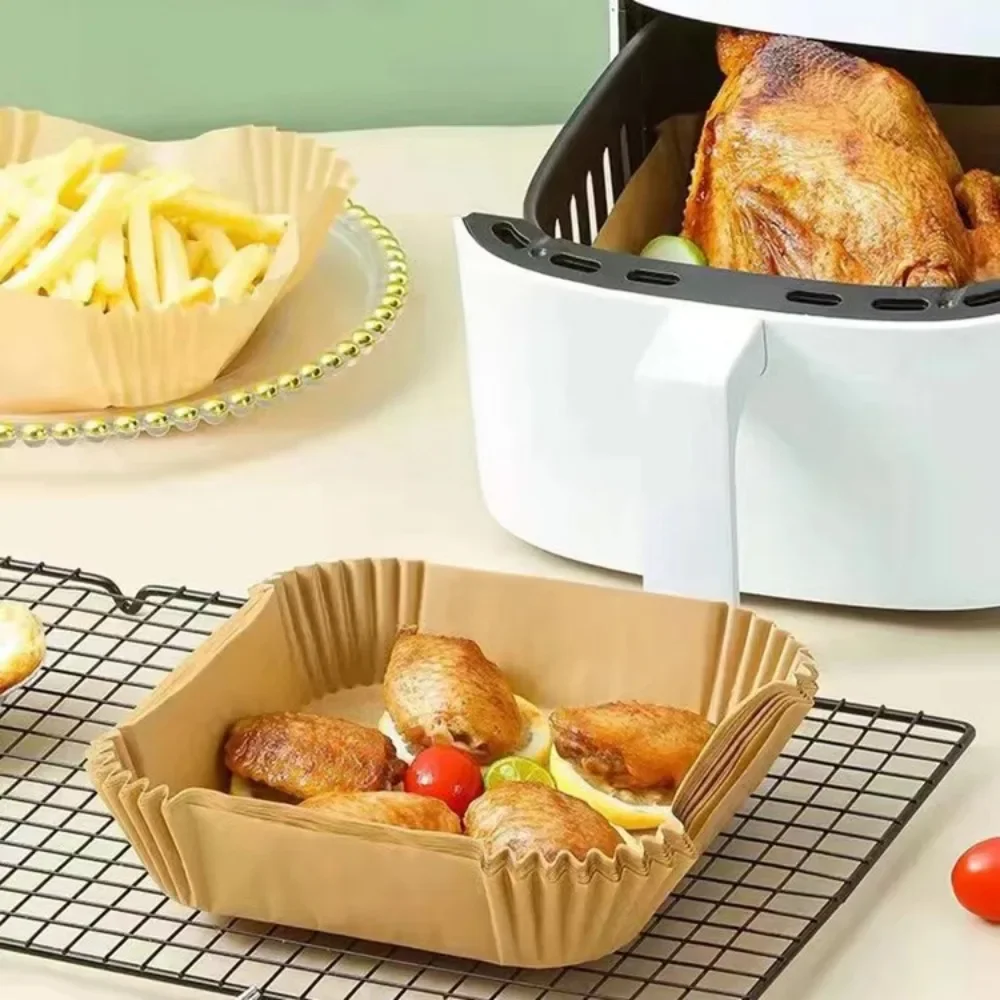 Disposable Airfryer Baking Paper Liner 50/100PCS Kitchen Oven Oil Absorbing Paper Bakeware Non-Stick Baking Mat Tray