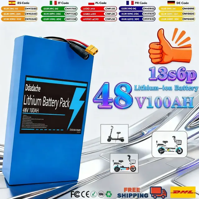 Batterie au lithium 48V 100Ah 13s6p 100% neuve et originale, 48V 100000mAh 2000W pour scooter motorisé Citycoco avec BMS 50A intégré 1