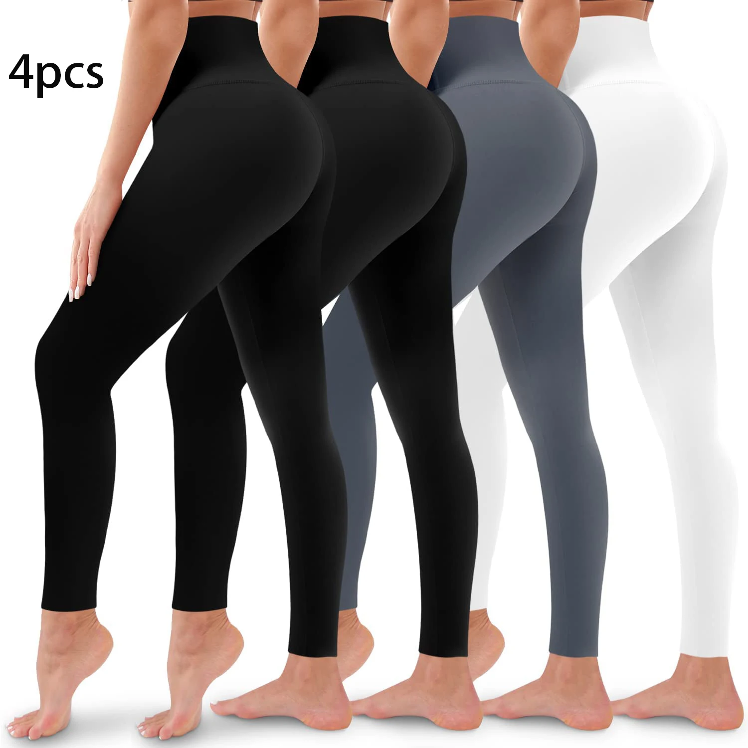 Women's Sports Yoga Bottoming Pants 4-piece Set With Gym Pull Up Training  Pants High Waist Nude Sports Leggings - AliExpress