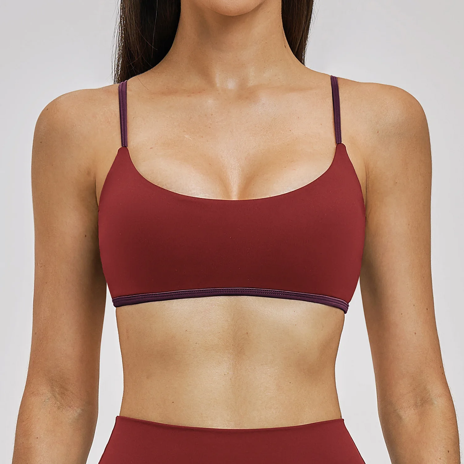 Women's False Two-Piece Sports Bra Women Color Blocking Yoga Bras Shockproof Breathable Push-up Fitness Running Sports Underwear_voghion.com
