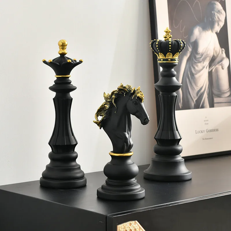 Xadrez criativo decoração de casa resina animal cavalo estátua desktop  decoração luxo sala estar decoração acessórios