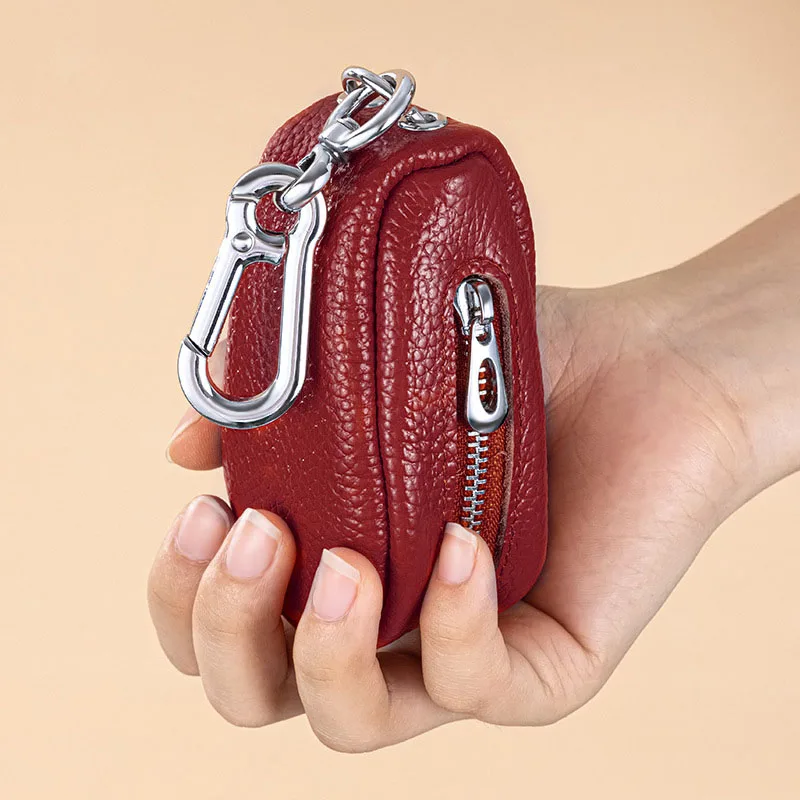 

New Genuine Cowhide Leather Key Organizer Holder Wallet KeyChain Unisex Key Bag Housekeeper Pouch Zipper Car Keys Case Men Women