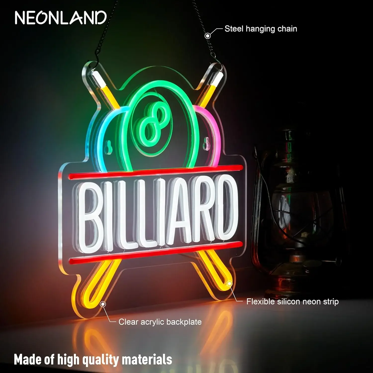 Billiards Neon Sign LED Neon Light Sign Wall Decor for Game