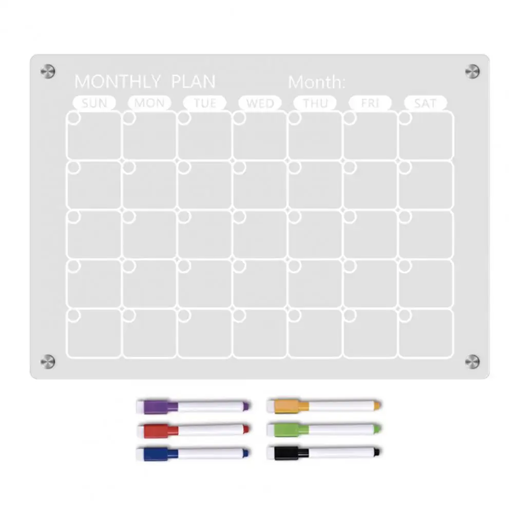Family Monthly Planner Weekly Planner Whiteboard Magnetic Calendar Whiteboard Acrylic Dry-erase Refrigerator Family Monthly