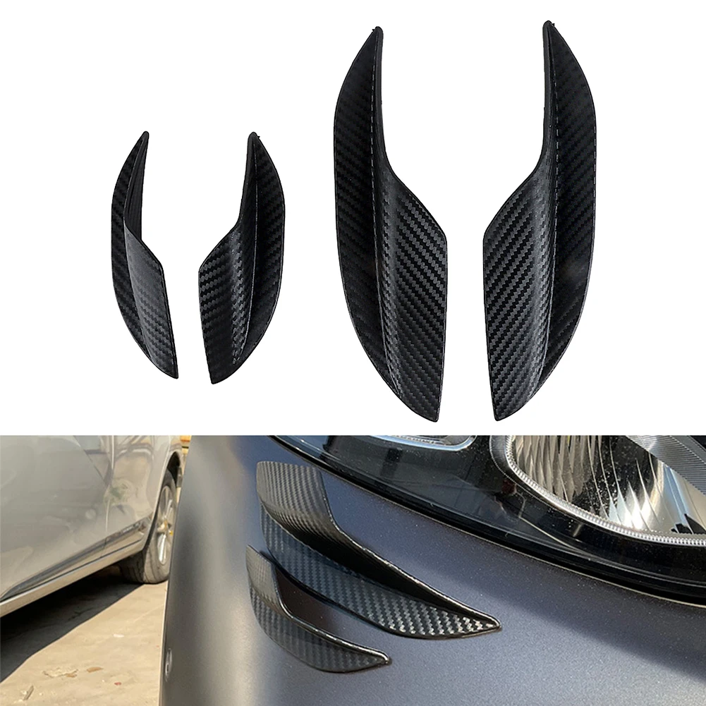 4pcs-Universal-Carbon-Fiber-Car-Front-Bumper-Lip-Rubber-Fins-Styling ...