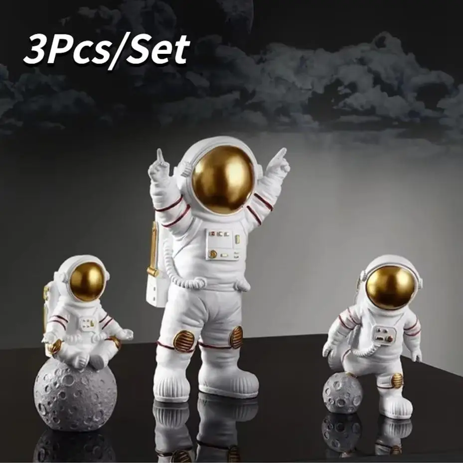 3 PC / Set Décoration d'astronaute Modèle mignon Petite voiture d'astronaute Maison Salon Décoration de bureau Décoration cadeau d'anniversaire