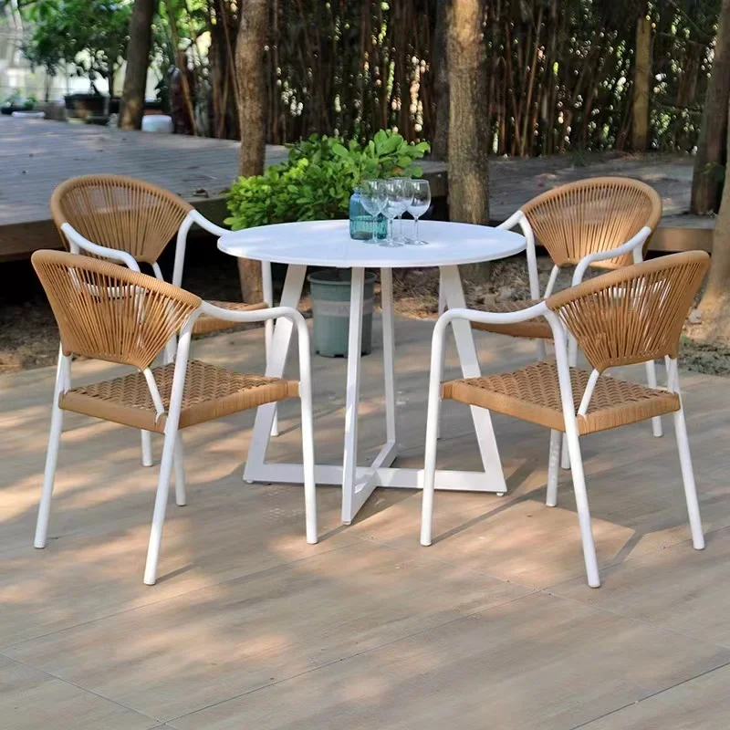 Garden furniture design wicker handwoven solid wooden teak