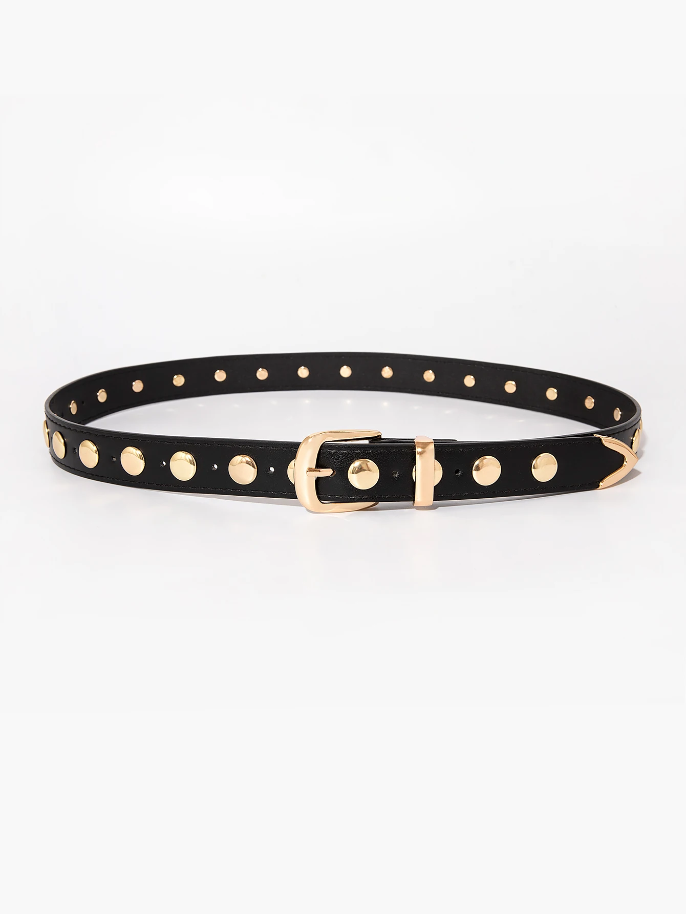 Women's Gold and Silver Round Rivet Belt - Stylish Punk Y2K Accessory