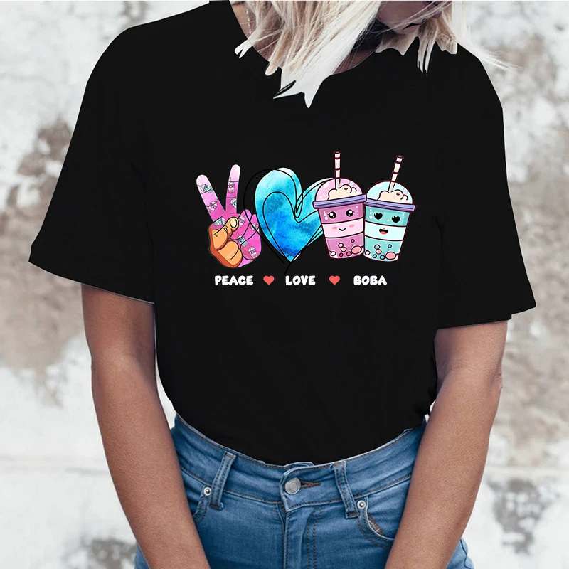 Рисунок 2 - Новинка, футболка с принтом Peace Love Boba
